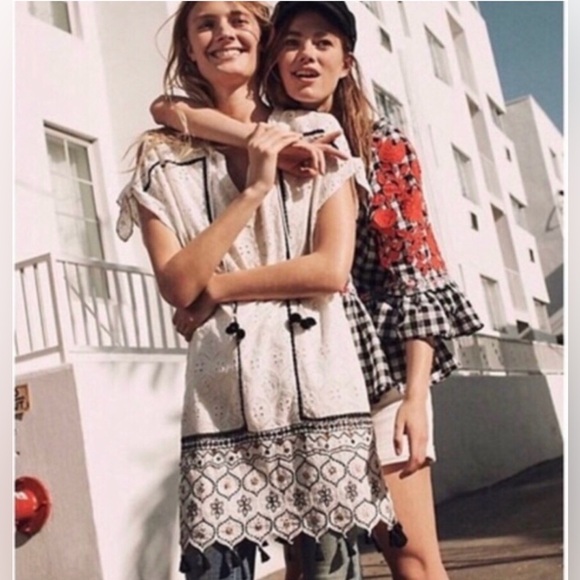 Anthropologie Hemant & Nandita Aditya White Embroidered Dress Size M - Picture 4 of 16